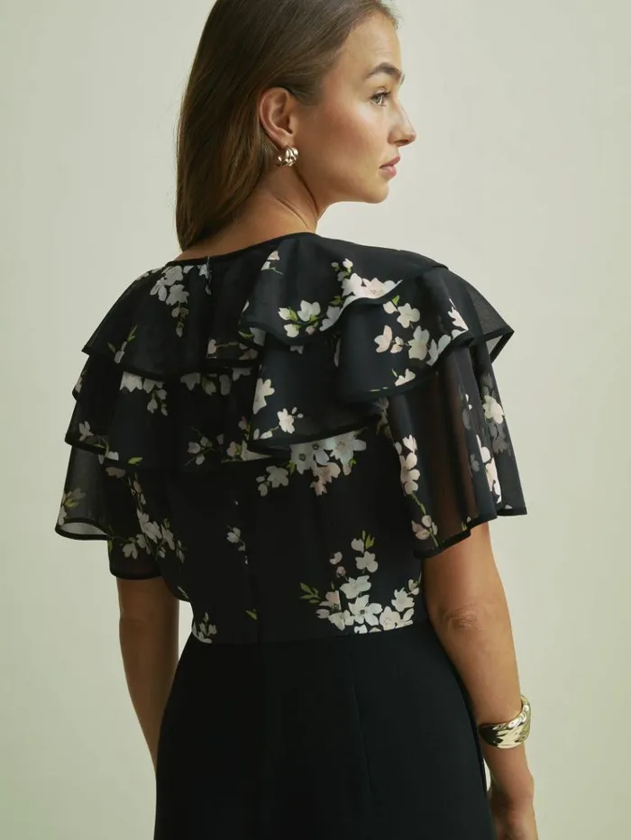 REISS Jumpsuits and Rompers Women Florere Frill Sleeve Wide Leg Black Jumpsuit Black