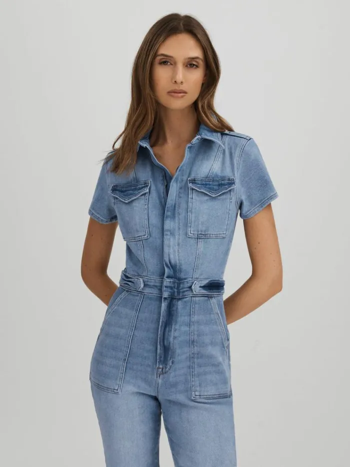 REISS Jumpsuits and Rompers Women Good American Denim Skinny Jumpsuit Mid Blue REISS Jumpsuits and Rompers Women Good American Denim Skinny Jumpsuit Mid Blue