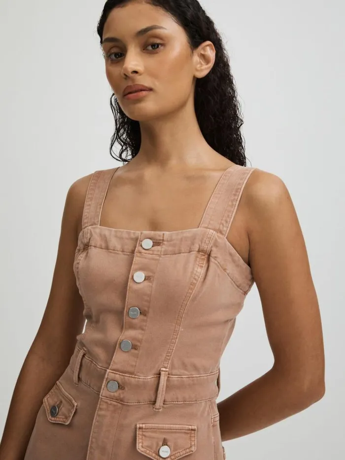 REISS Jumpsuits and Rompers Women Paige Rose Cropped Denim Wide Leg Jumpsuit Rose