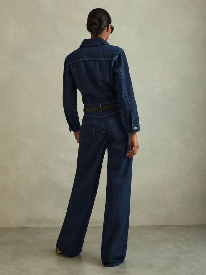 REISS Jumpsuits and Rompers Women Relaxed Denim Jumpsuit Indigo