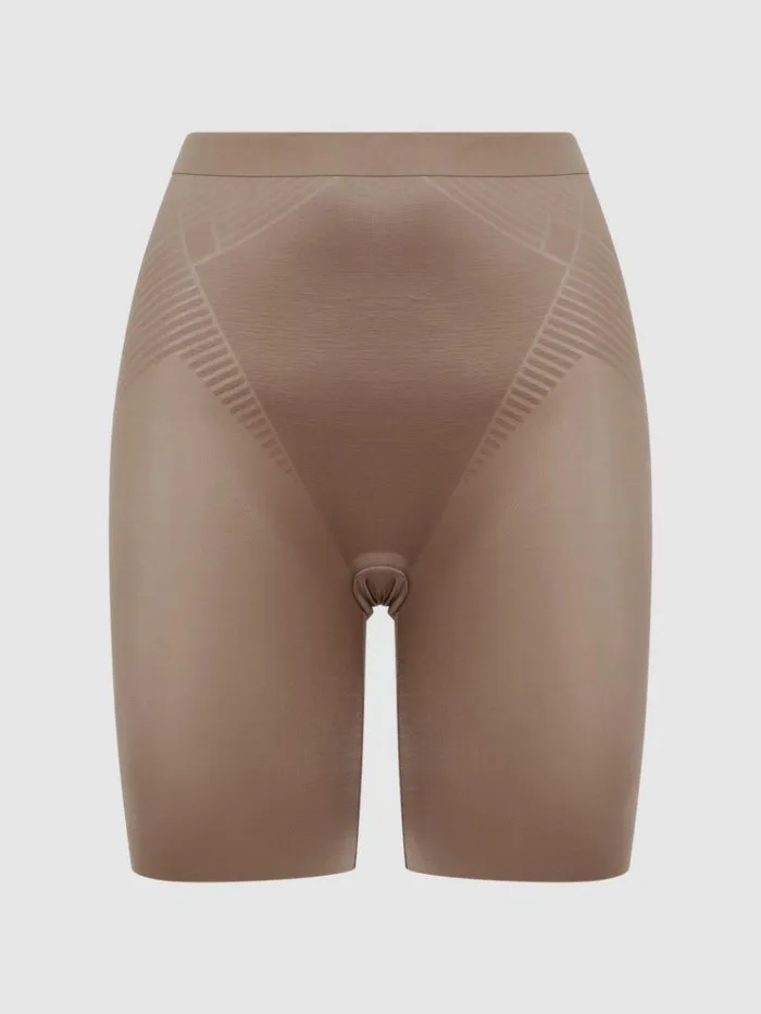 REISS Lingerie Women Spanx Shapewear Firming MidThigh Shorts Cafe Au Lait