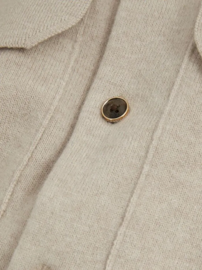 REISS Merino Sweaters Men Merino Wool Button Front Cardigan Oatmeal