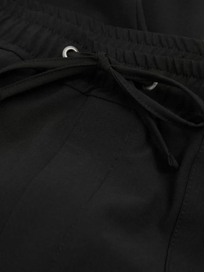 REISS Pants Men Elasticated Cargo Trousers Black