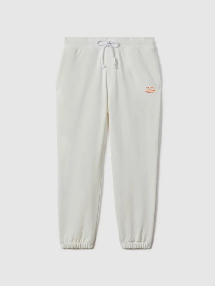 REISS Pants Men McLaren F1 Cotton Drawstring Joggers White