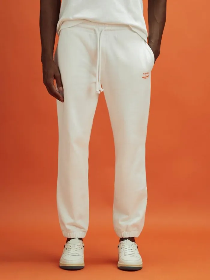 REISS Pants Men McLaren F1 Cotton Drawstring Joggers White
