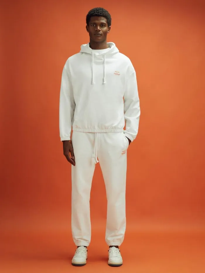 REISS Pants Men McLaren F1 Cotton Drawstring Joggers White