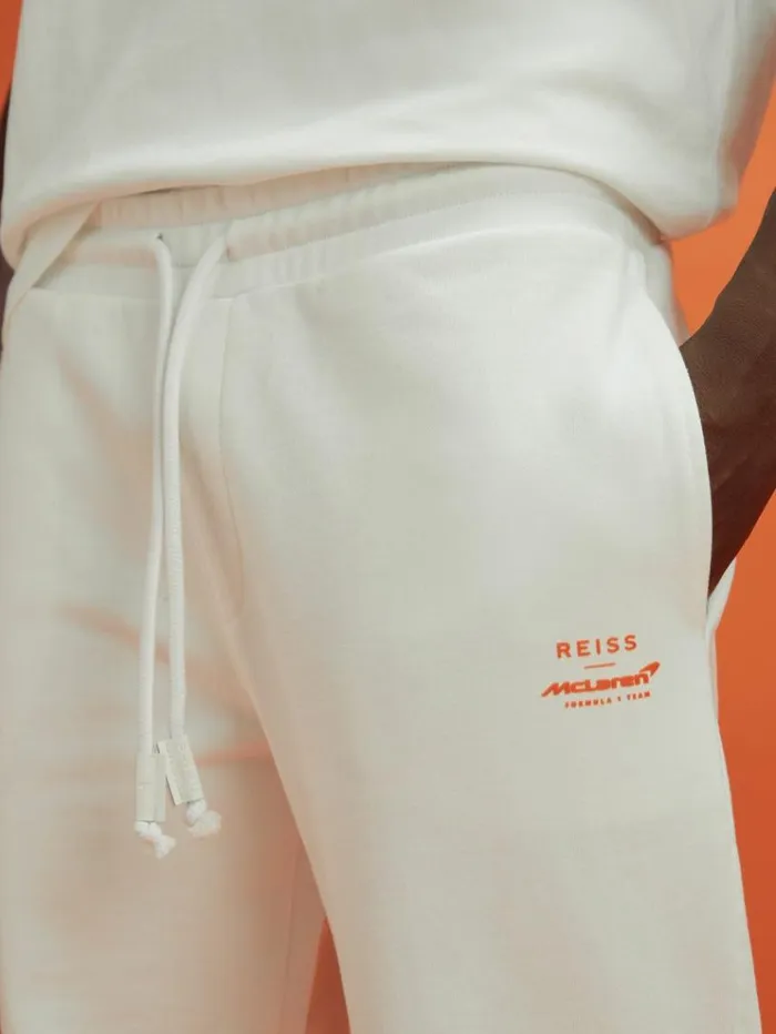 REISS Pants Men McLaren F1 Cotton Drawstring Joggers White