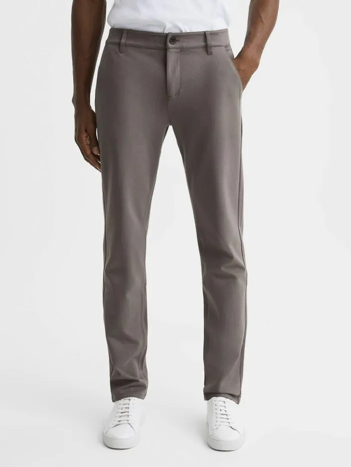 REISS Pants Men Paige Mid Rise Trousers Dark Taupe