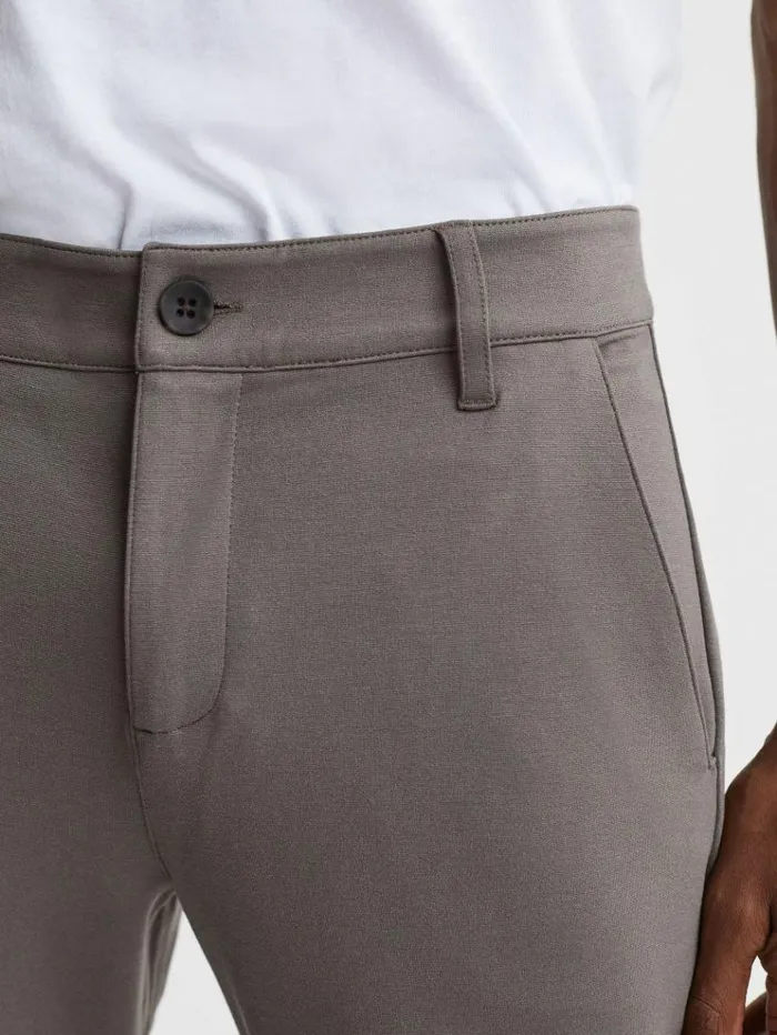 REISS Pants Men Paige Mid Rise Trousers Dark Taupe