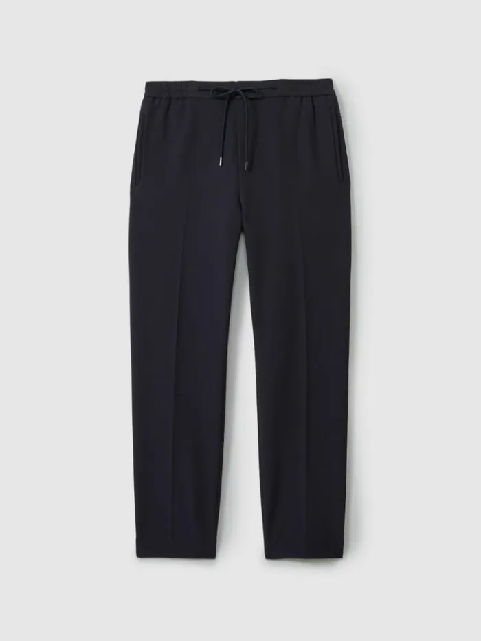 REISS Pants Men Relaxed Contrast Pipe Detail Trousers Navyivory Stripe