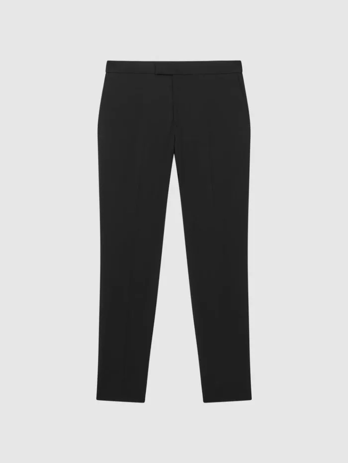 REISS Pants Men Relaxed Drawstring Trousers Black