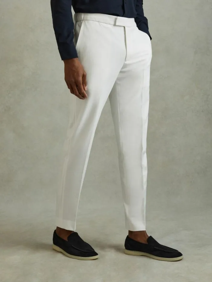 REISS Pants Men Relaxed Drawstring Trousers White