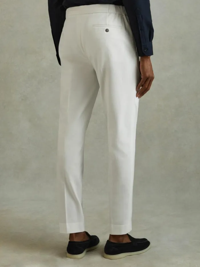 REISS Pants Men Relaxed Drawstring Trousers White