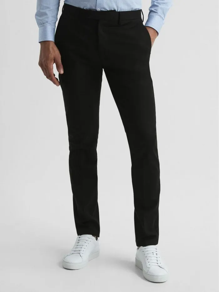 REISS Pants Men Slim Fit Chinos Black
