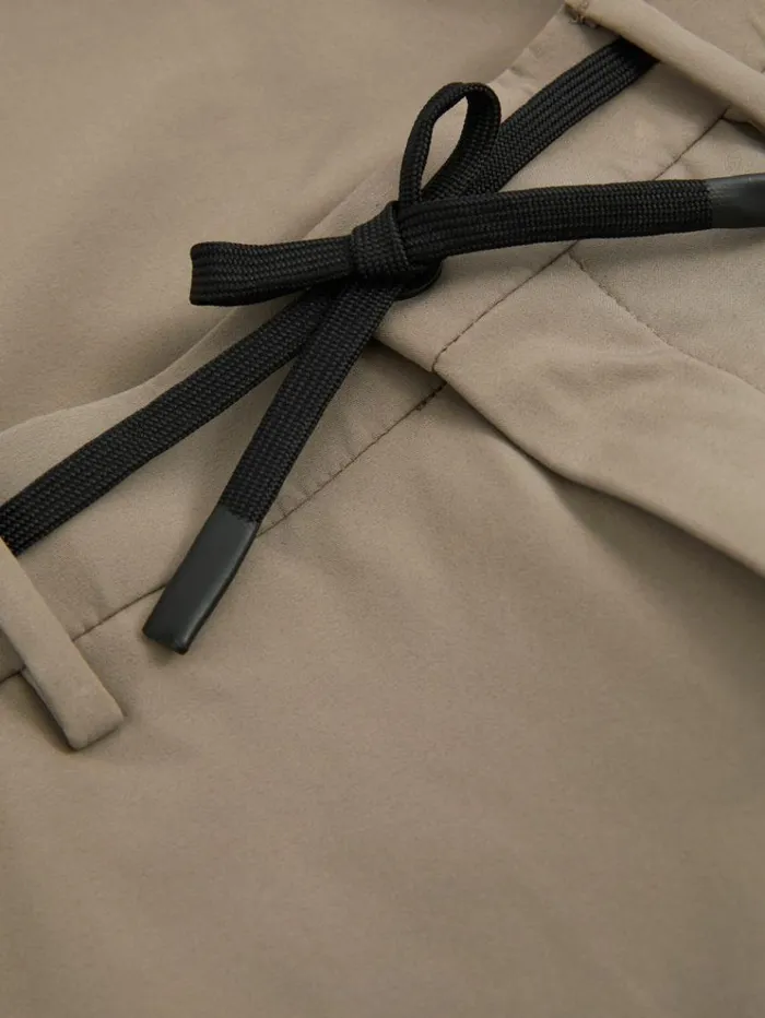 REISS Pants Men Technical Drawstring Trousers Taupe Brown
