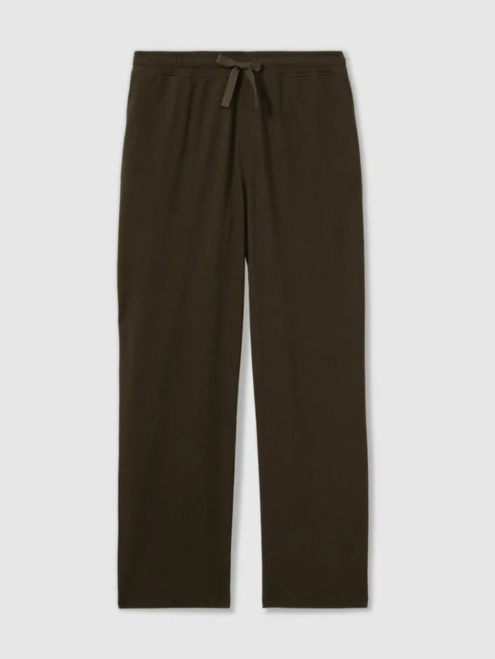 REISS Pants Men Textured Crepe Drawstring Trousers Dark Olive Green