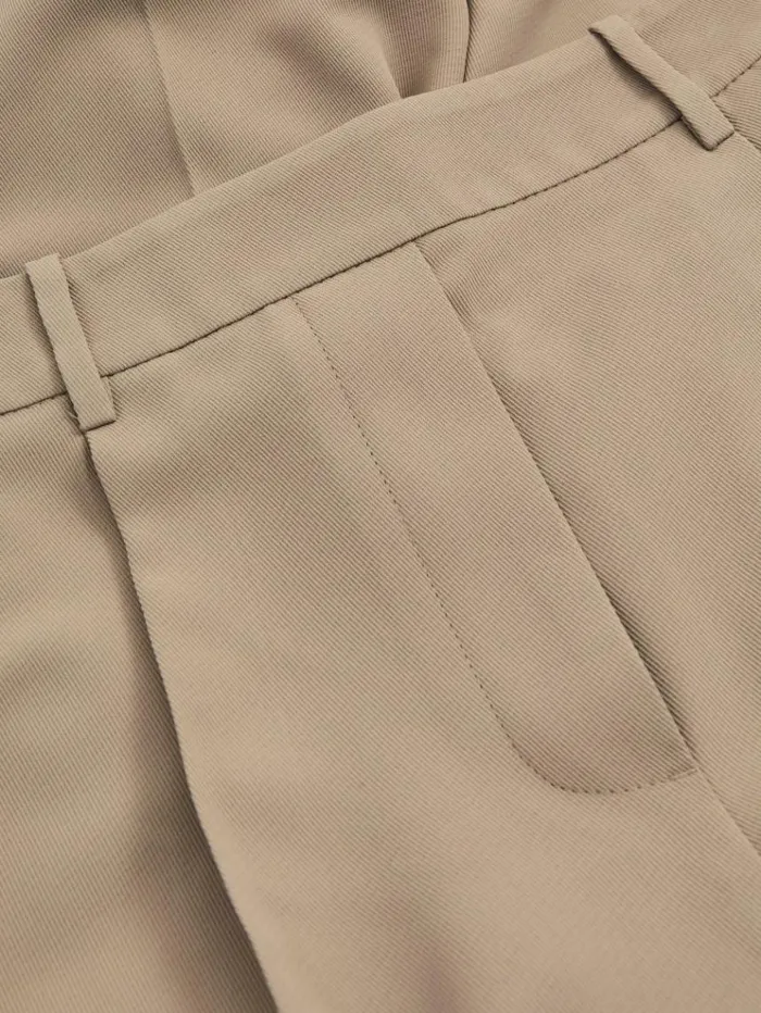REISS Pants Women Front Pleat Tapered Trousers Mink Neutral