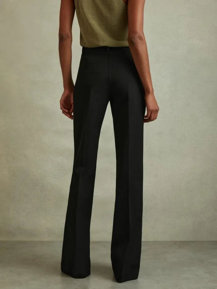 REISS Pants Women High Rise Flared Trousers Black