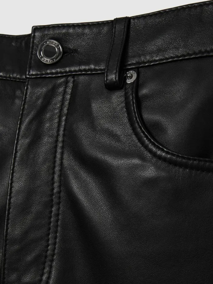 REISS Pants Women Leather SlimLeg Trousers Black