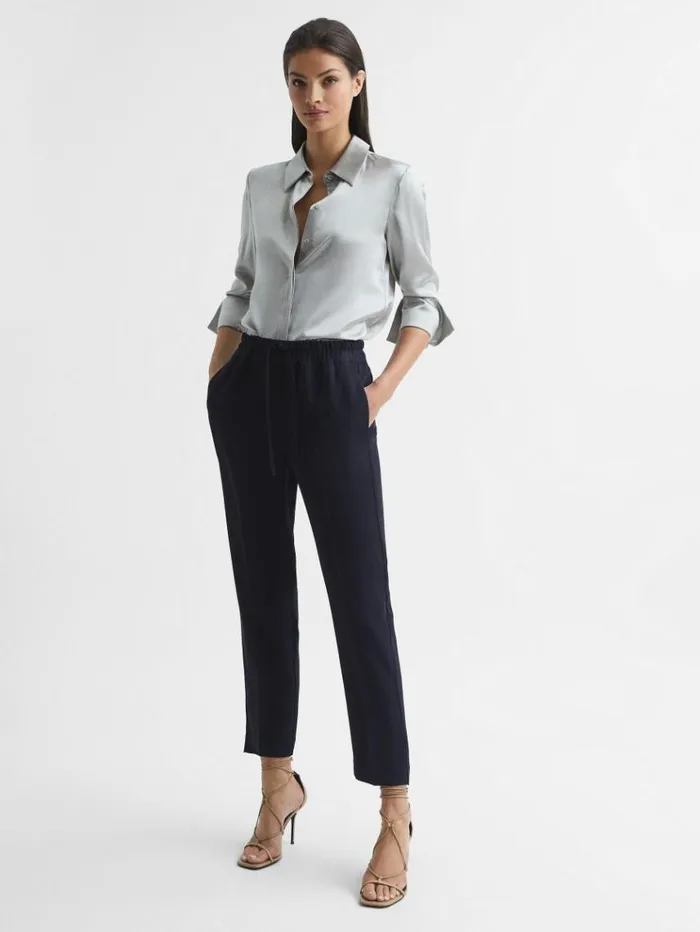 REISS Pants Women Pull On Trousers Navy