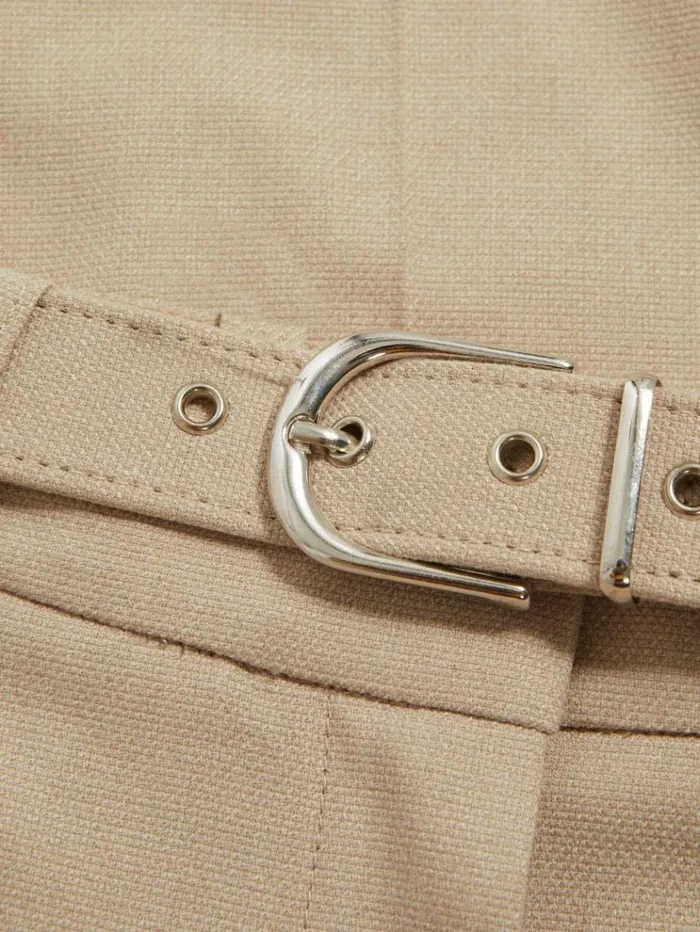 REISS Pants Women Tapered Belted Trousers Neutral