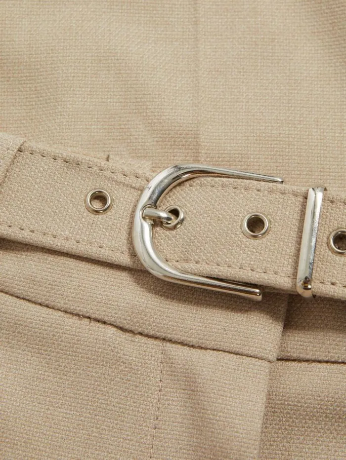 REISS Pants Women Tapered Belted Trousers Neutral