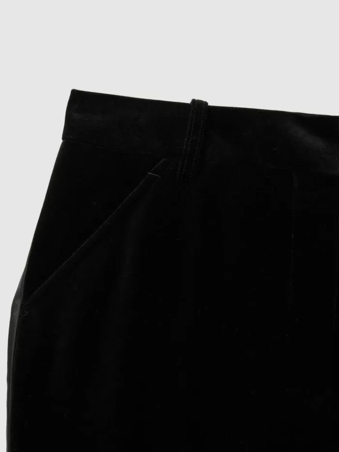 REISS Pants Women Velvet Flared Suit Trousers Black
