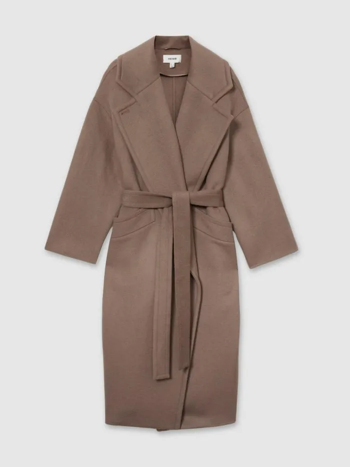 REISS Petite Women WoolBlend Blindseam Coat Mink Neutral