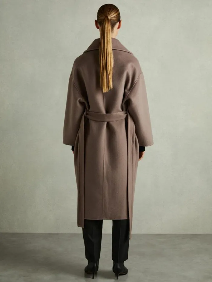 REISS Petite Women WoolBlend Blindseam Coat Mink Neutral