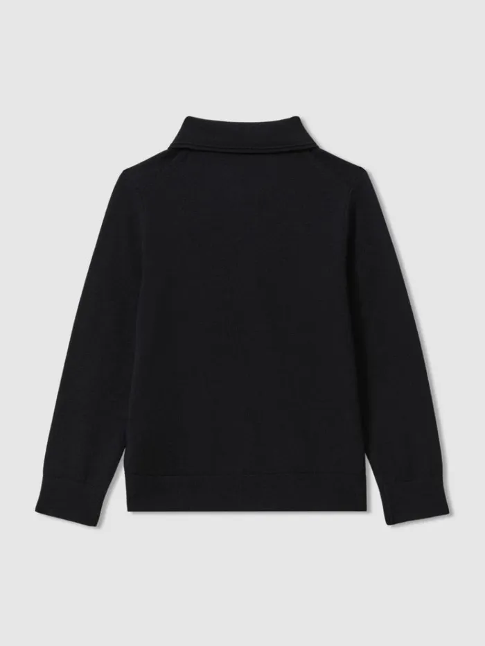 REISS Polo Shirts Children Merino Wool Polo Shirt Navy