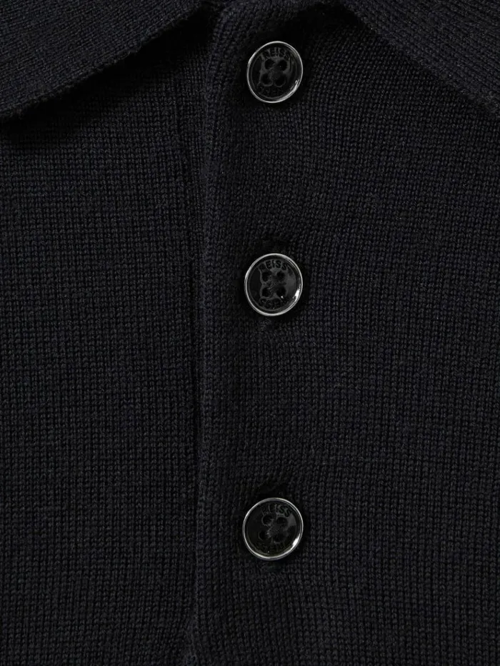 REISS Polo Shirts Children Merino Wool Polo Shirt Navy