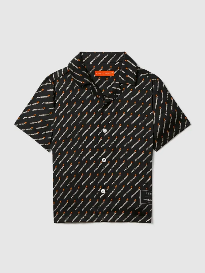 REISS Reiss X Mclaren F1 Team Children McLaren F1 Silverstone Cuban Collar Shirt Black Multi
