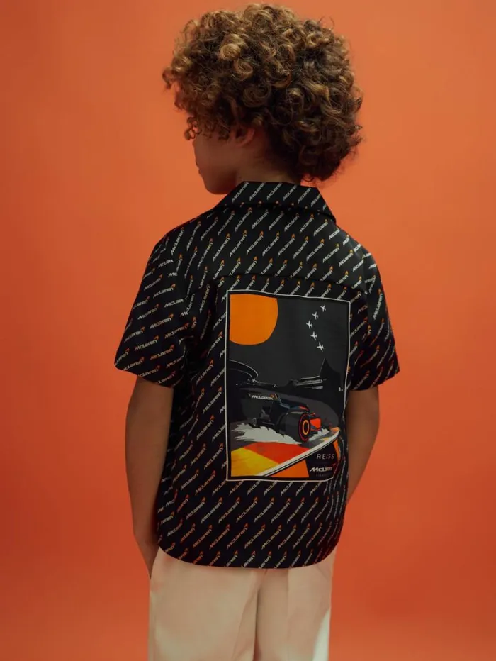 REISS Reiss X Mclaren F1 Team Children McLaren F1 Silverstone Cuban Collar Shirt Black Multi