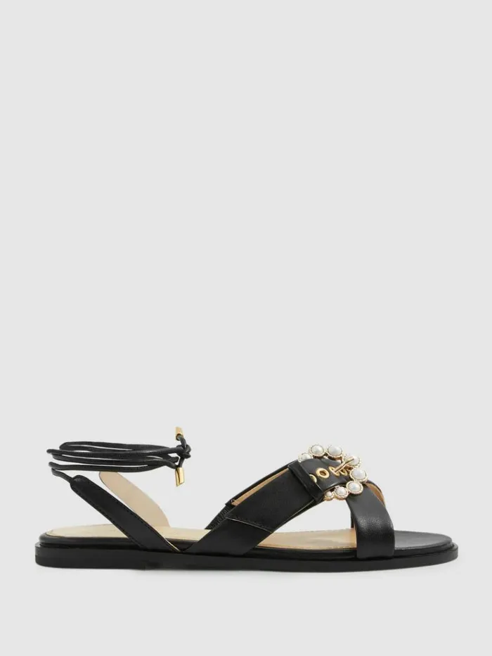 REISS Sandals Women Camilla Elphick Leather Sandals Black