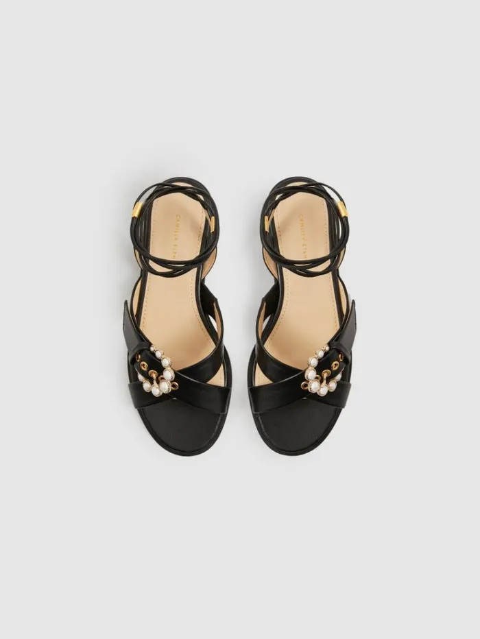 REISS Sandals Women Camilla Elphick Leather Sandals Black