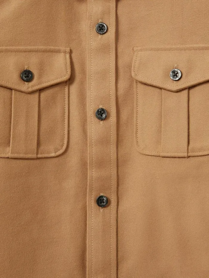 REISS Shirts Children Brushed 100 Cotton Shirt Camel