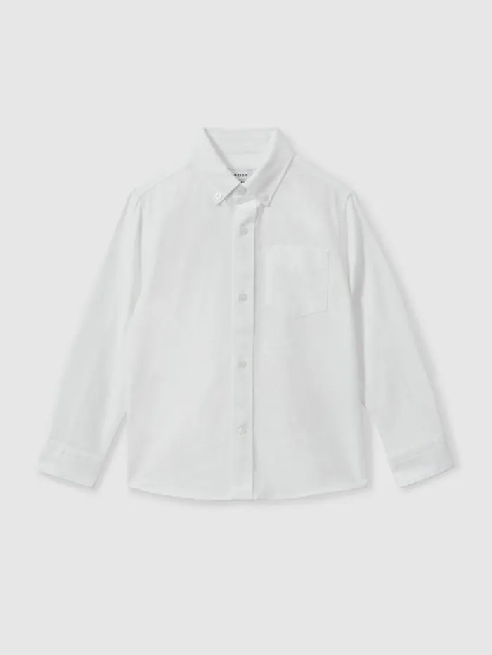 REISS Shirts Children Button Down Oxford Shirt White