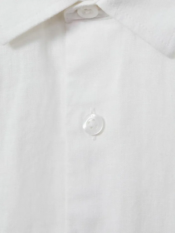 REISS Shirts Children Short Sleeve Linen Shirt White