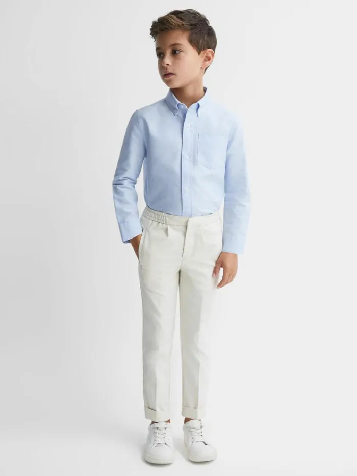 REISS Shirts Children Slim Fit ButtonDown Oxford Shirt Soft Blue