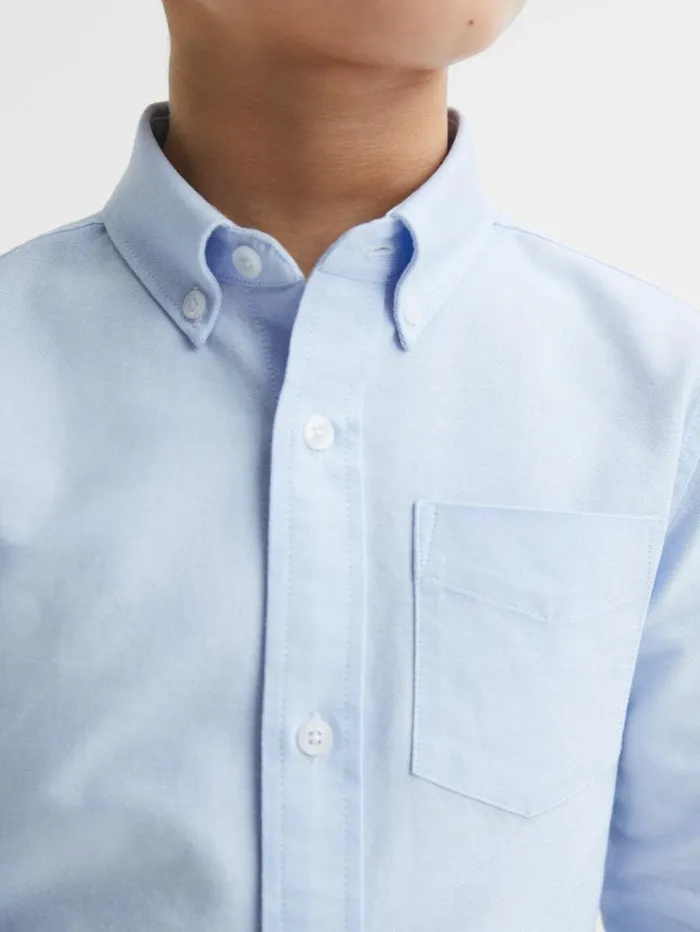 REISS Shirts Children Slim Fit ButtonDown Oxford Shirt Soft Blue