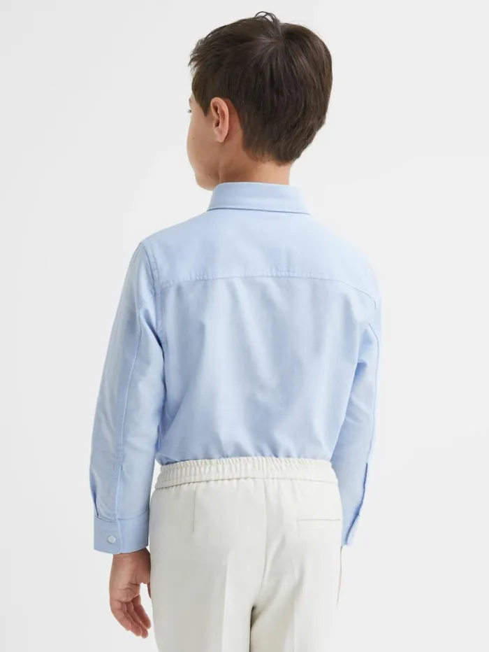 REISS Shirts Children Slim Fit ButtonDown Oxford Shirt Soft Blue