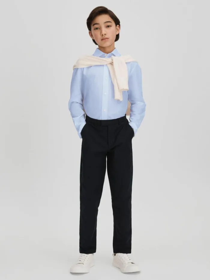 REISS Shirts Children Slim Fit Cotton Shirt Soft Blue