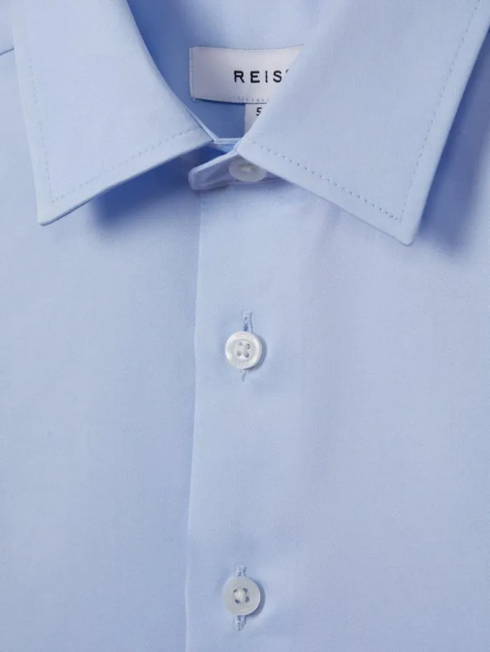 REISS Shirts Children Slim Fit Cotton Shirt Soft Blue