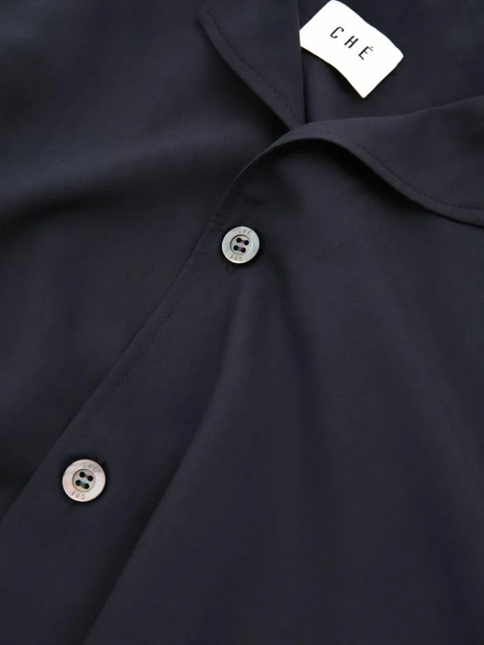 REISS Shirts Men Ch Cuff Detail Cuban Collar Shirt Navy