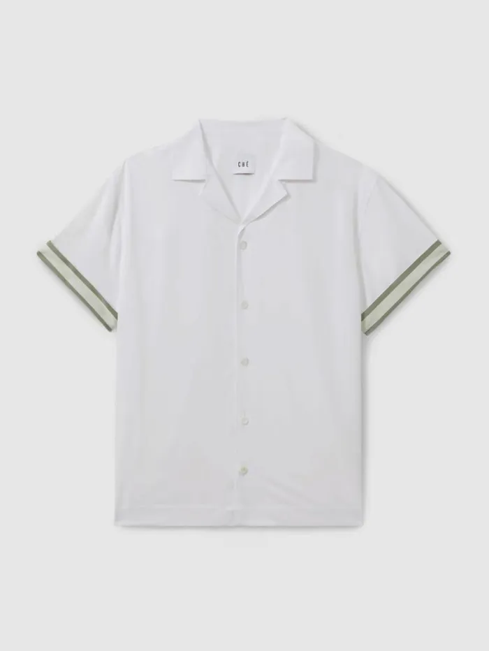 REISS Shirts Men Ch Cuff Detail Cuban Collar Shirt White