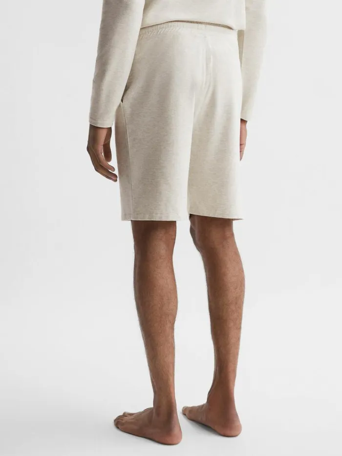 REISS Shorts Men Drawstring Fleece Lined Shorts Oatmeal Melange