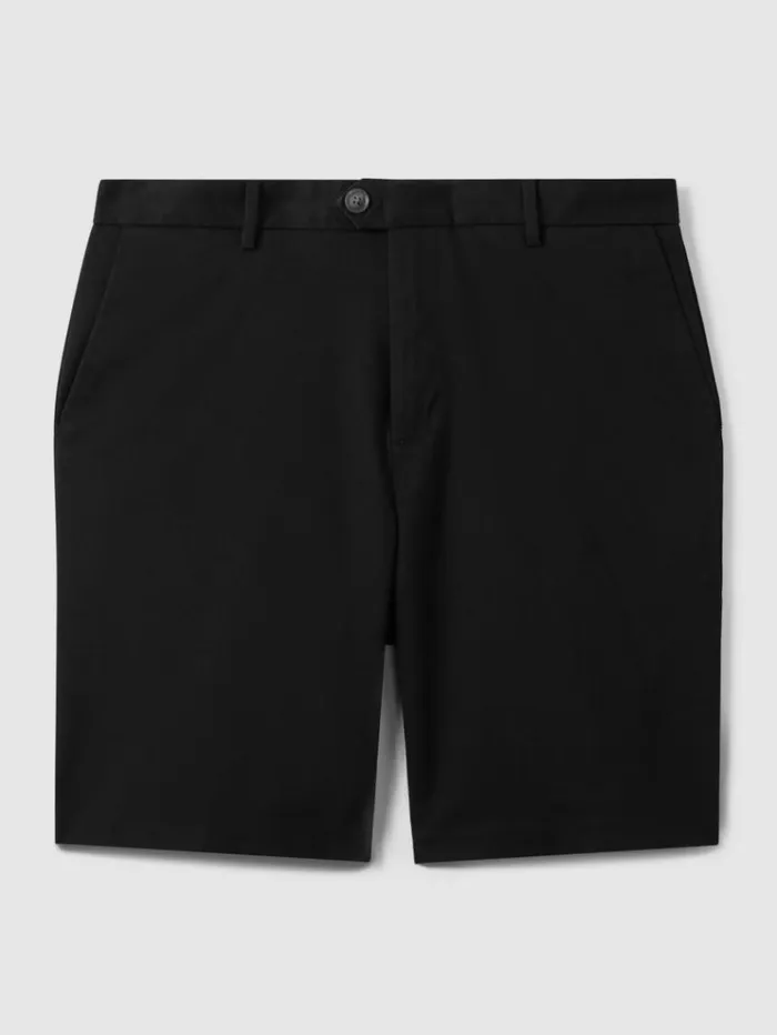 REISS Shorts Men Modern Fit Cotton Blend Chino Shorts Black