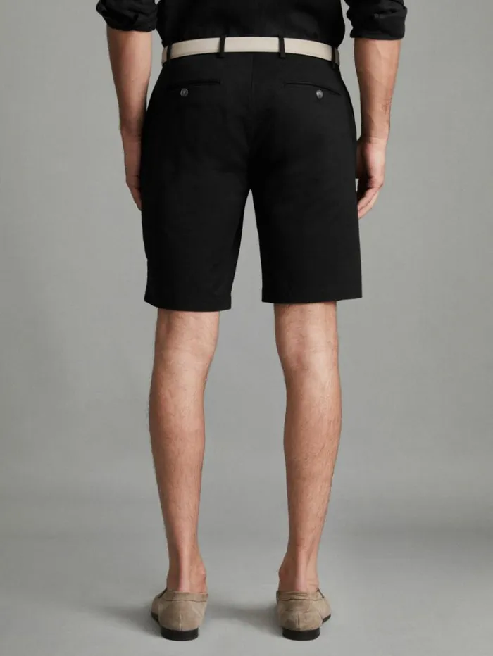REISS Shorts Men Modern Fit Cotton Blend Chino Shorts Black