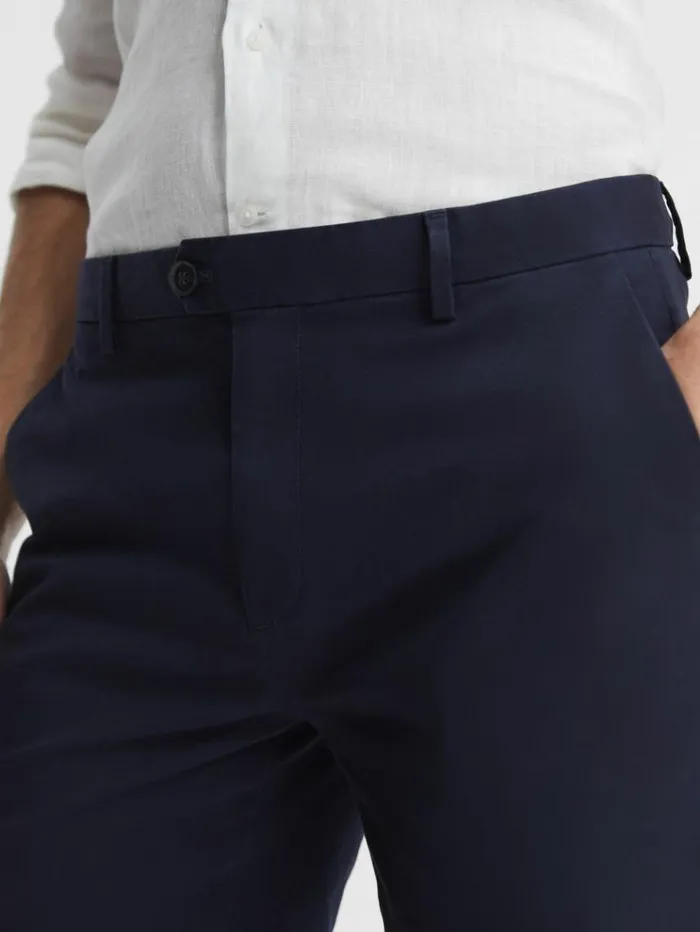 REISS Shorts Men Modern Fit Cotton Blend Chino Shorts Navy