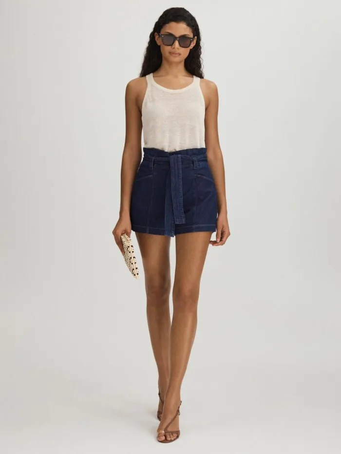 REISS Shorts Women Paige Belted Denim Shorts Baltimore
